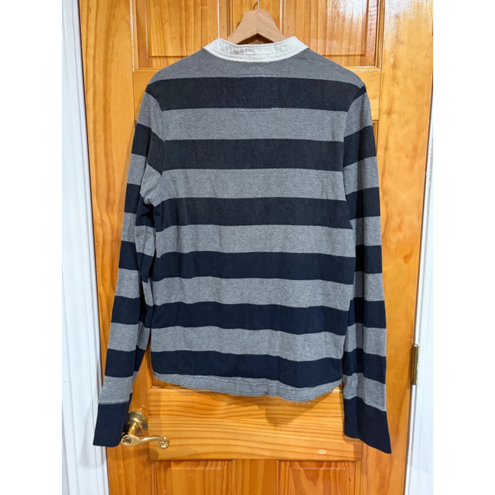 Abercrombie & Fitch XL Muscle Stripe Henley Rugby Shirt A&F Logo - Picture 4 of 6
